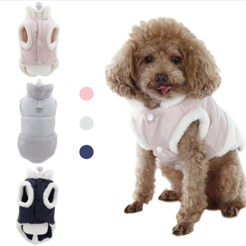 Pet Clothes Plush Warm Dog Vest Vest Style Dog Clothes Fur Collar Pet