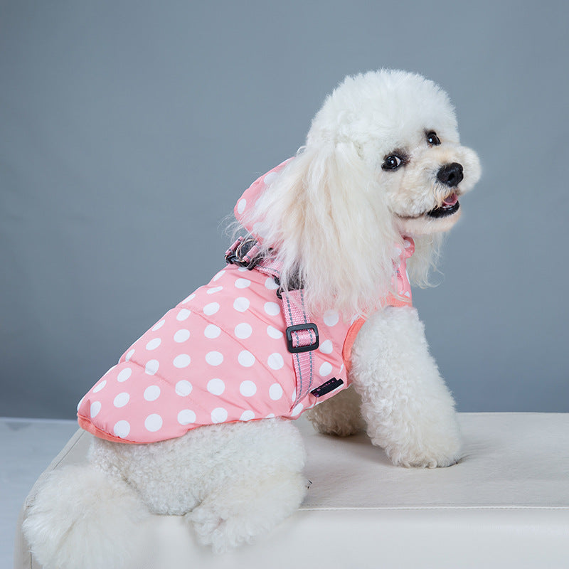 Polka-dot Dog Cotton-padded Jacket Plus Velvet Warm Coat Vest