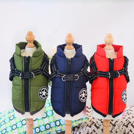 Waterproof Dog Clothes Winter Dog Coat With Harness Coat Costume