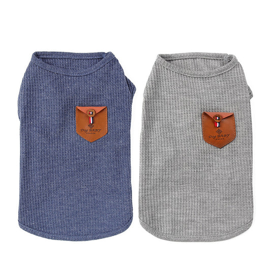 Solid color dog breathable T-shirt vest