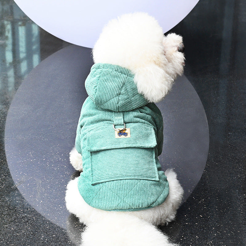 Towable Dog Clothes Thickened Warm Backpack Pet Cotton Coat