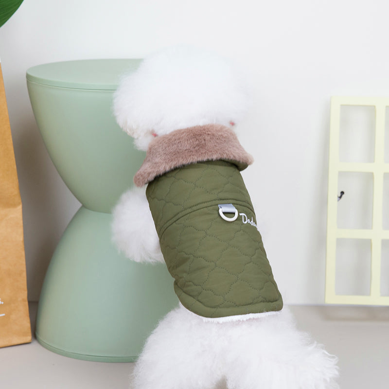 Autumn And Winter Small Dog With Traction Buckle Pet Vest Cotton Coat