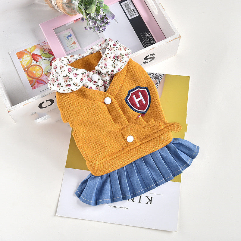 College Style Pleated Skirt Dress Fashion Pet Clothes