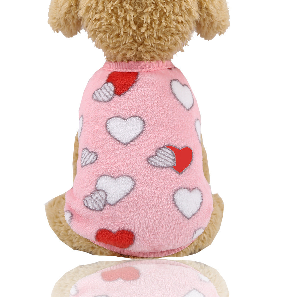 Cartoon Flannel Warm Teacup Dog Clothes Vest Pet Supplies