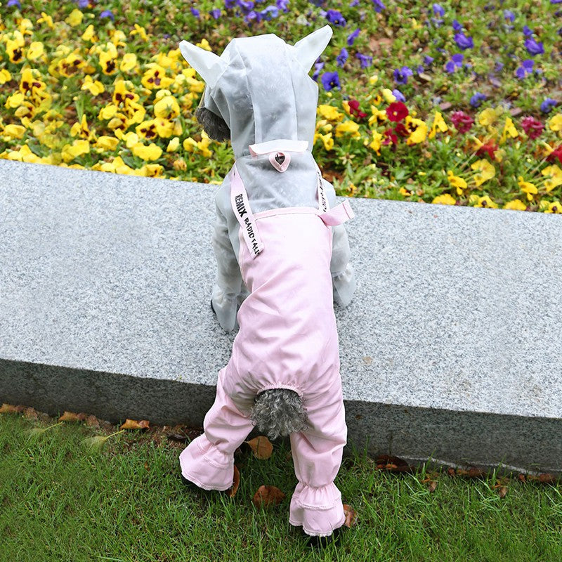Splashproof raincoat with dog horn bib
