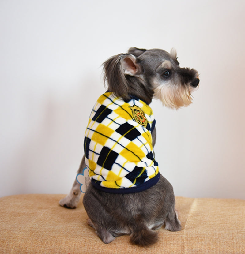 Diamond check flannel print dog vest