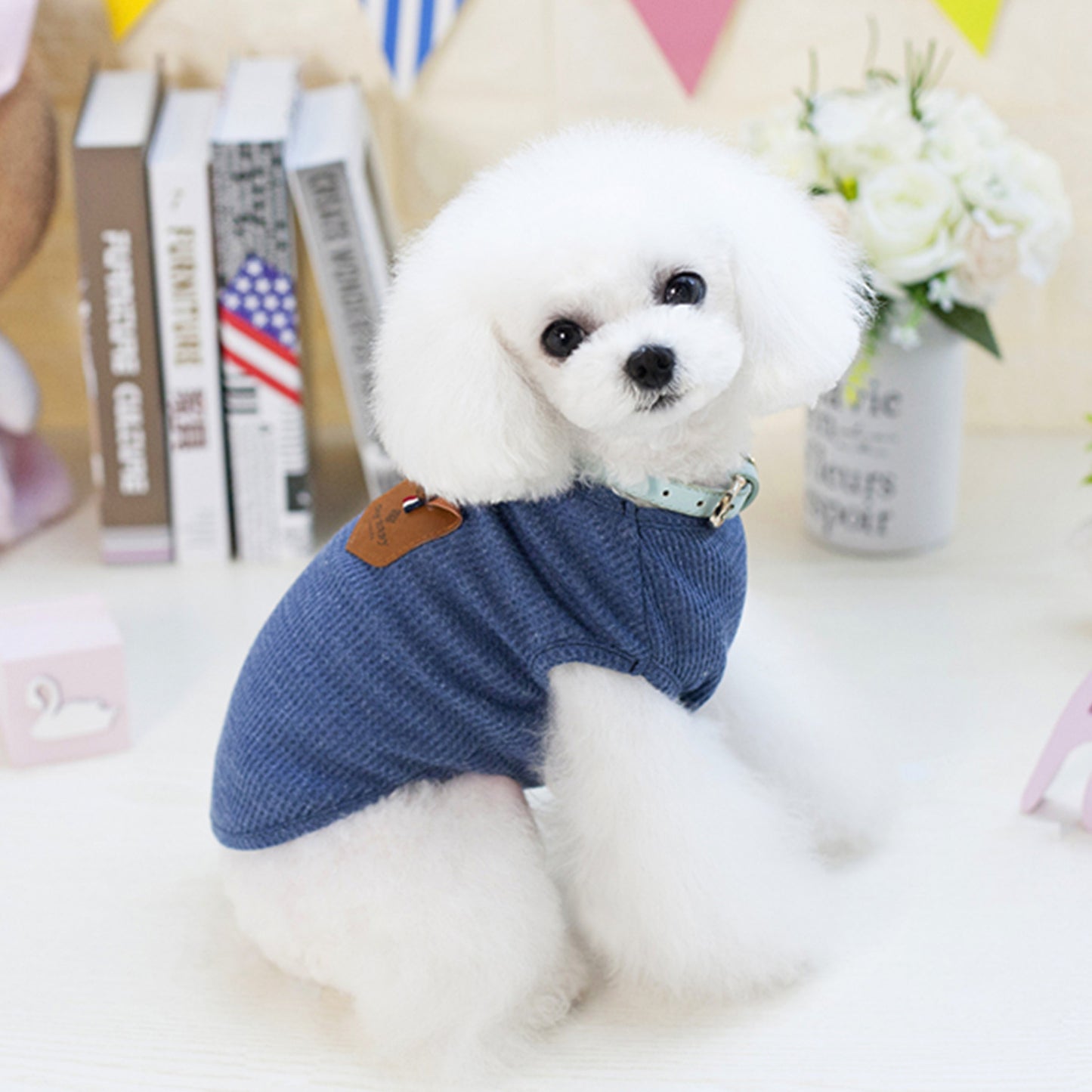 Solid color dog breathable T-shirt vest