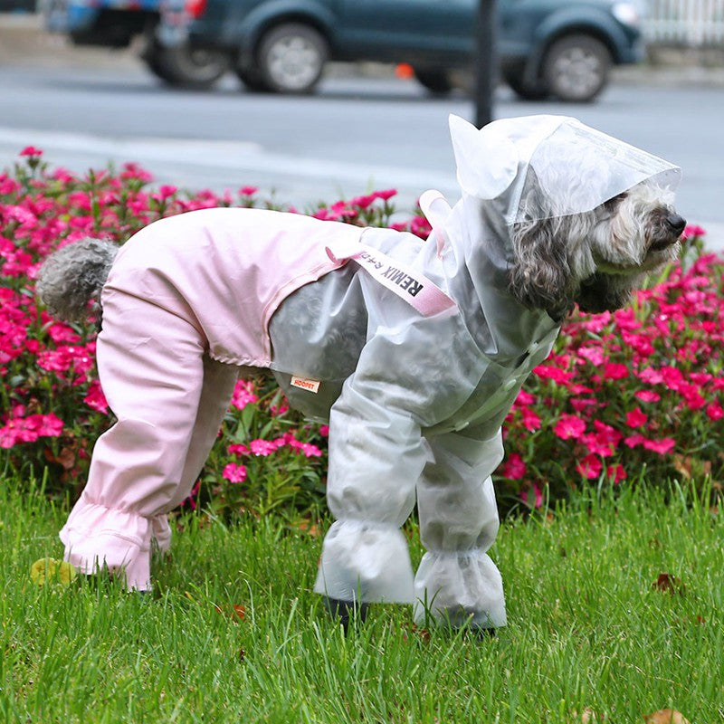 Splashproof raincoat with dog horn bib