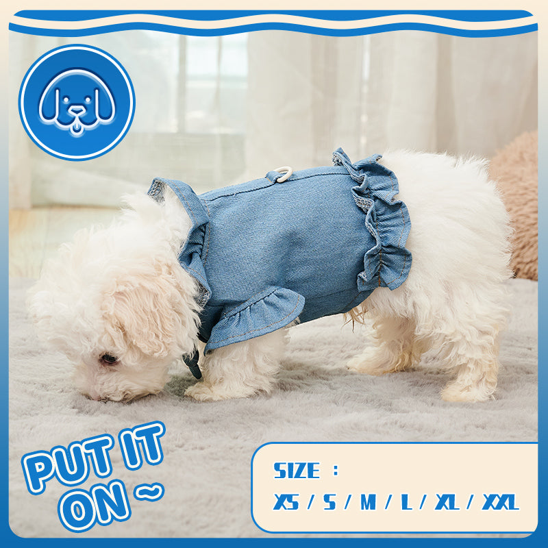 Dog Denim Harness Vest Pet Clothes Puppy Vest Jean Clothing