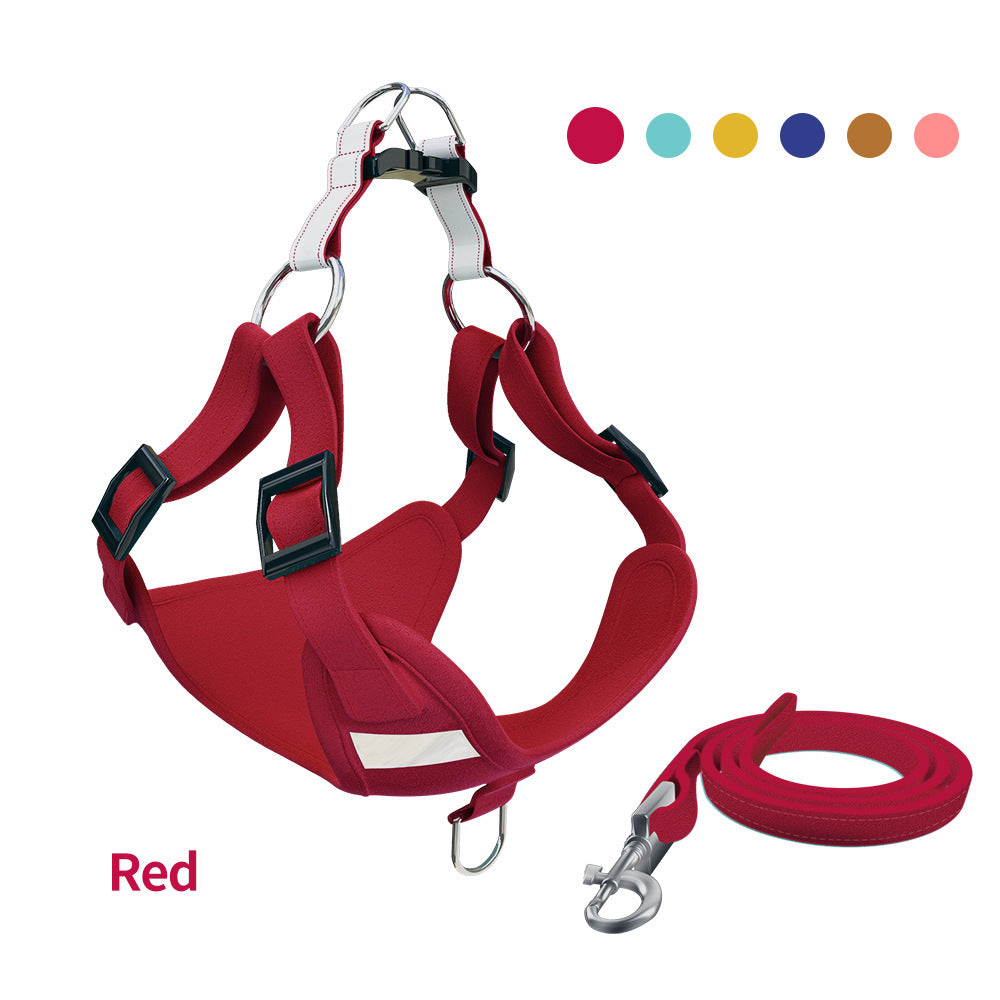 Dog Vest Type Traction Rope Chest Back Suit Reflective Dog Rope Suede Cat Chest Back