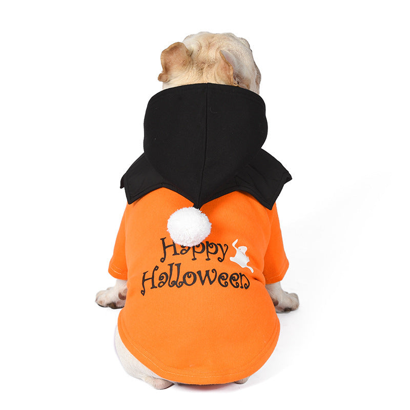 Halloween Pumpkin Funny Two-piece Sweater Shawl Dog Clothes