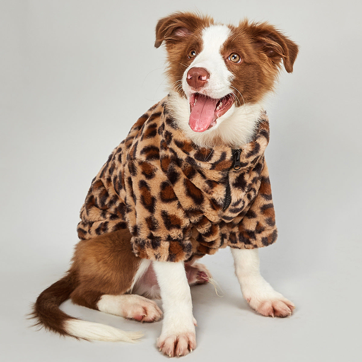 Warm Leopard Print Dog Clothes Jacket