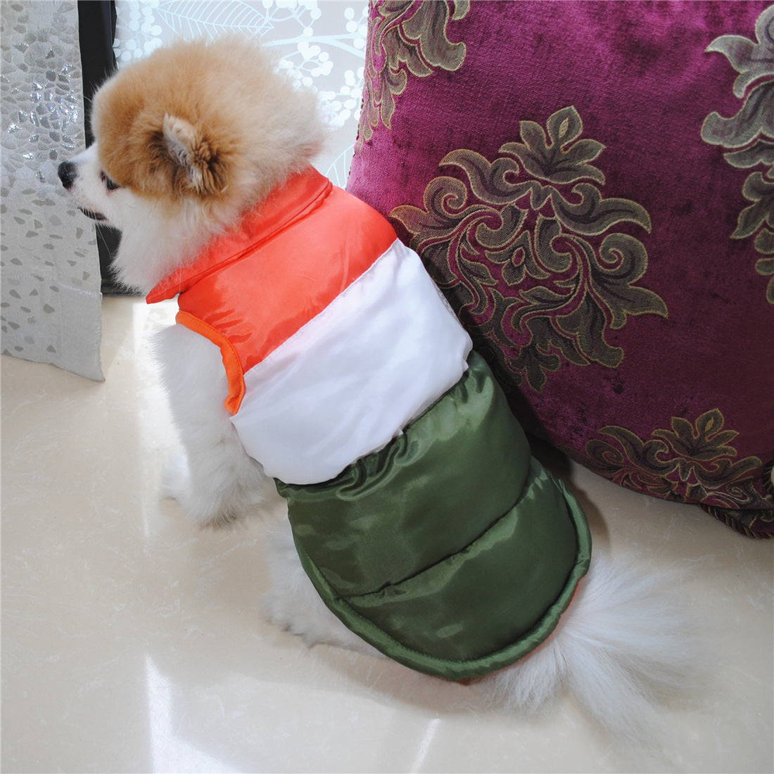 Winter dog color matching padded jacket