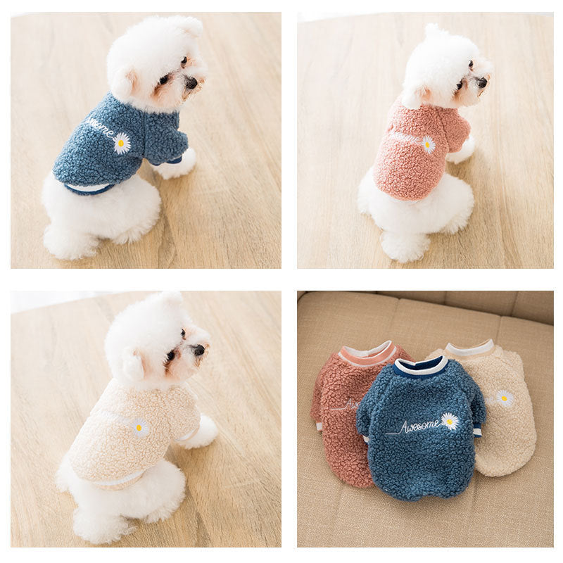 Dog feet embroidered warm Teddy coat