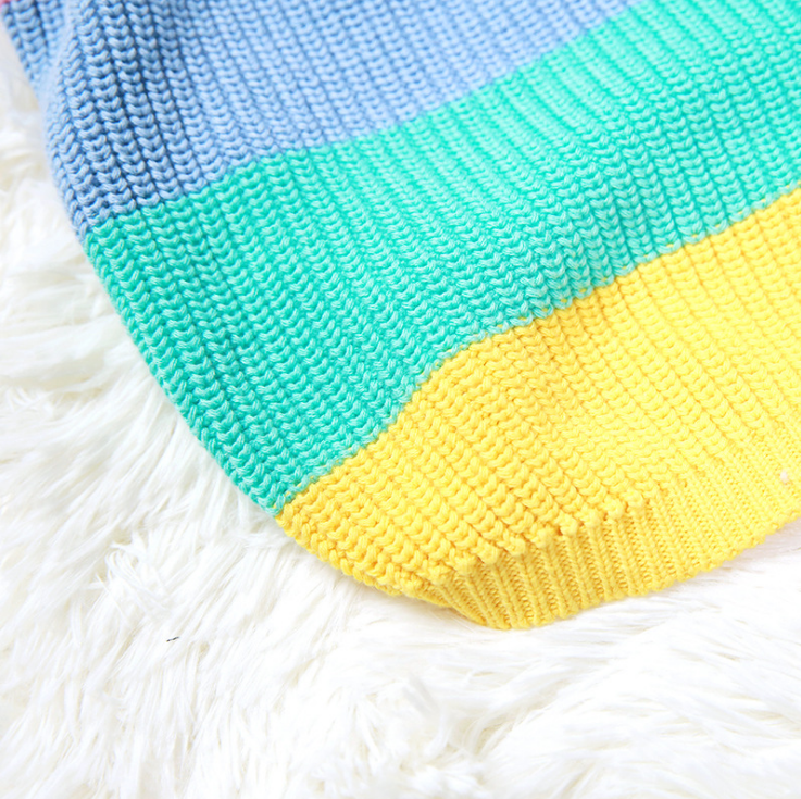 Rainbow knit dog sweater