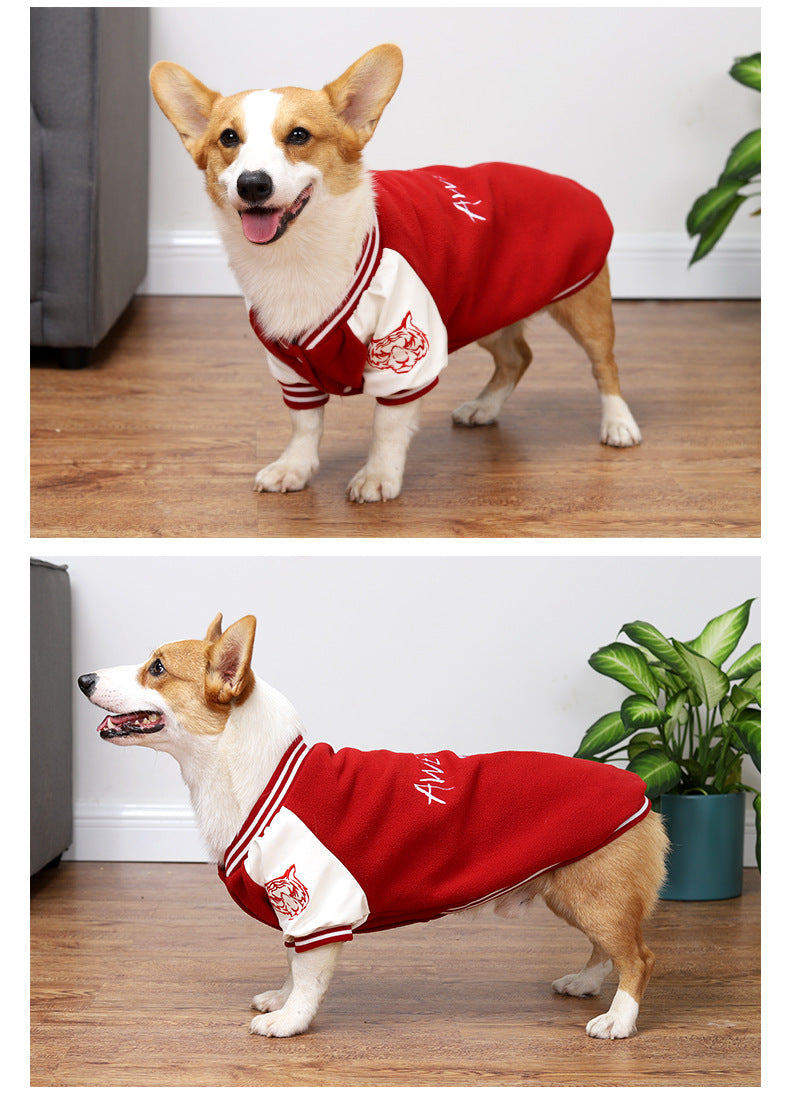 Medium Dog Clothes Baseball Sweater