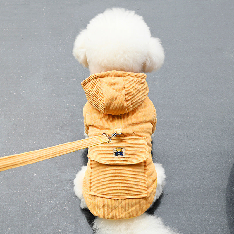 Towable Dog Clothes Thickened Warm Backpack Pet Cotton Coat