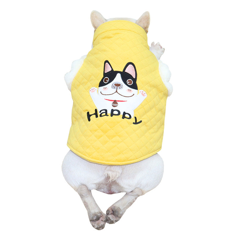 Dog Vest Plush Thickened Candy Color New Year\'s Clothing