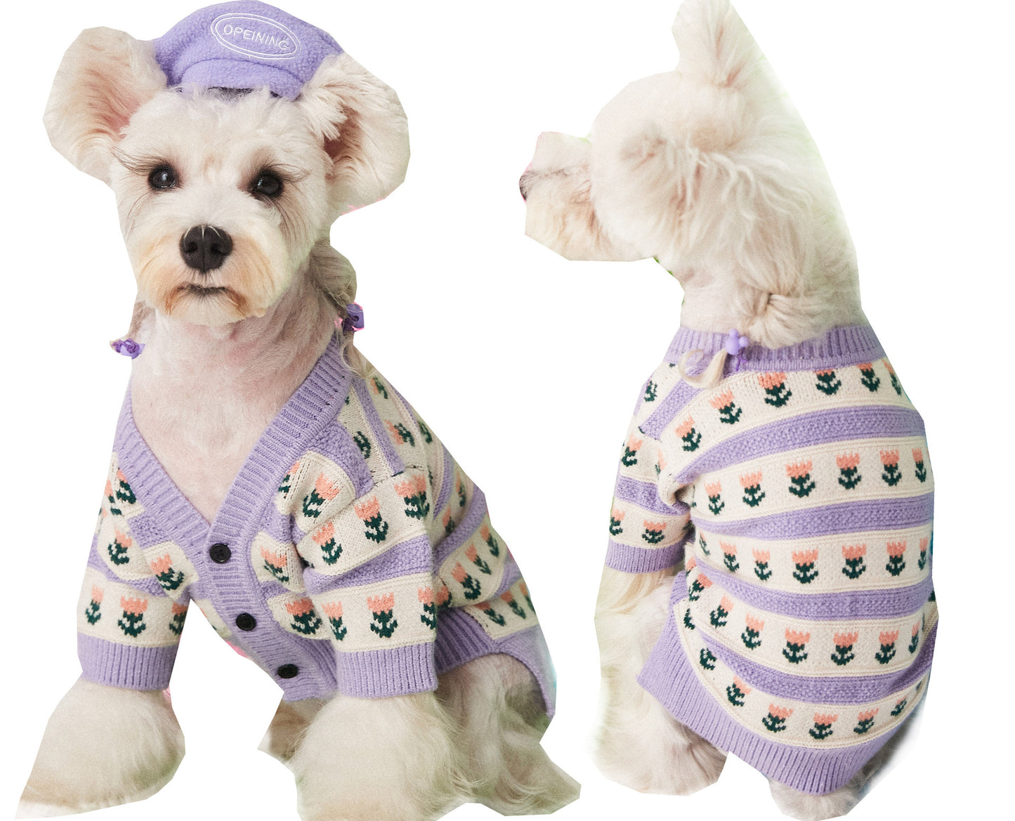 Purple Flower Pet Dog Sweater Cardigan