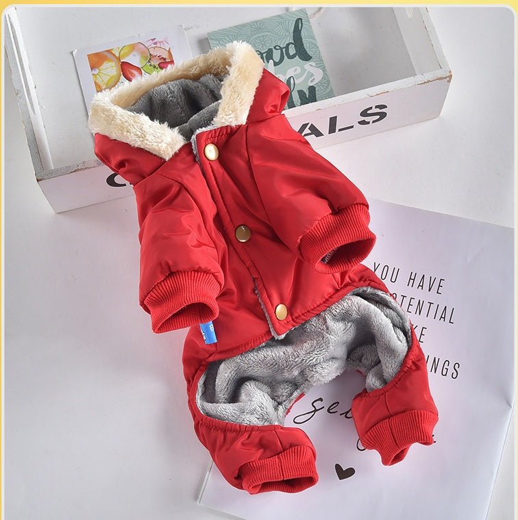 Four Leg Cut Wool Collar Windproof Coat Dog Clothes