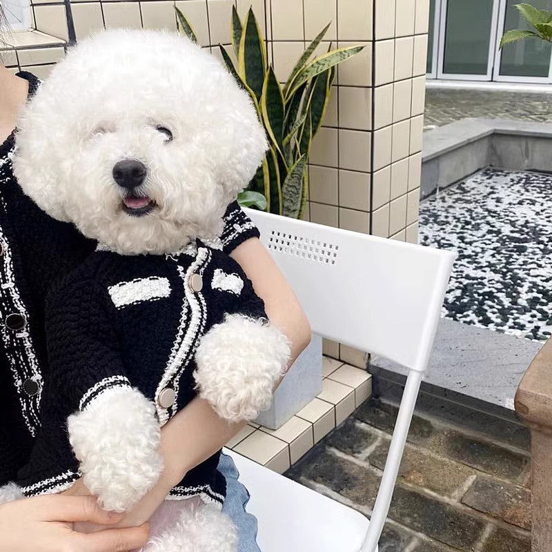 Dog Striped Knitted Sweater Cardigan Clothing