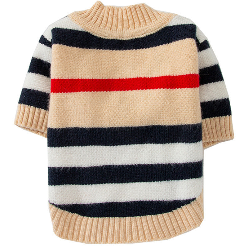 Dog Striped Knitted Sweater Cardigan Clothing