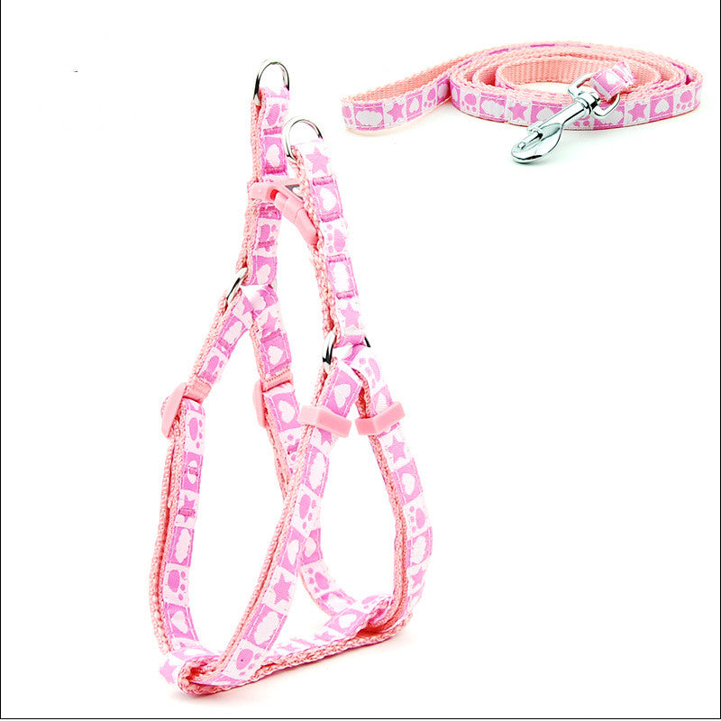 Pet Dog Bone Printing Harness And Leash Set Summer