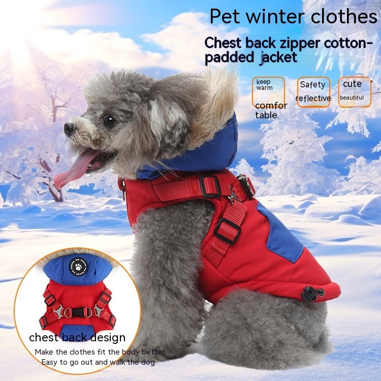 Pet Supplies Dog Breast Collar Winter Clothing Cotton Coat Chest And Back Traction