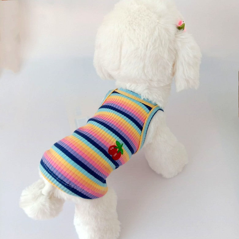 Color Striped Cherry Vest, Dog Clothes, Pet Small