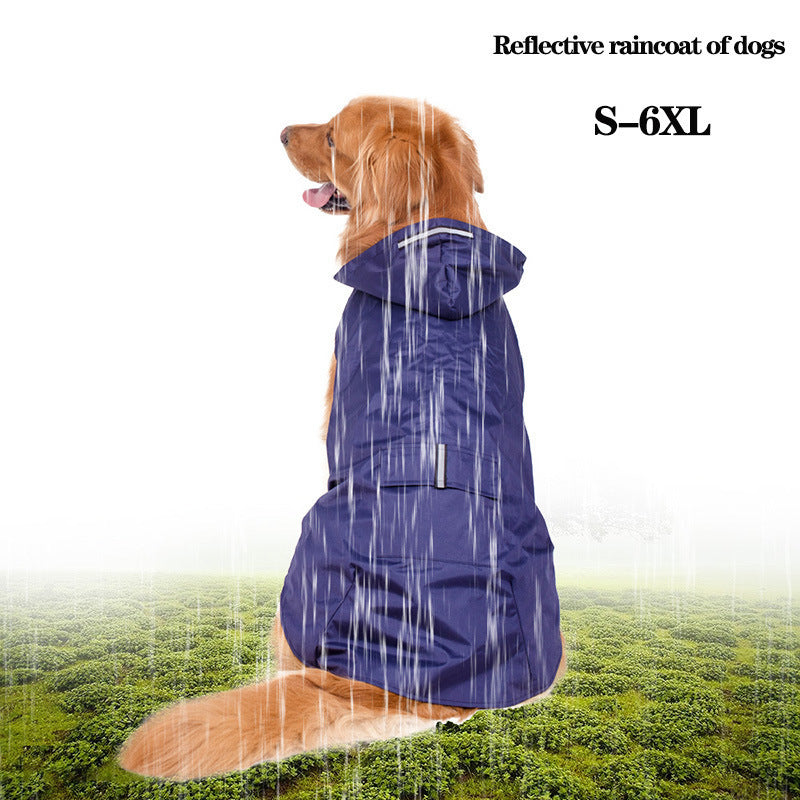 Reflective Large Dog Clothes Windproof Hooded Raincoat