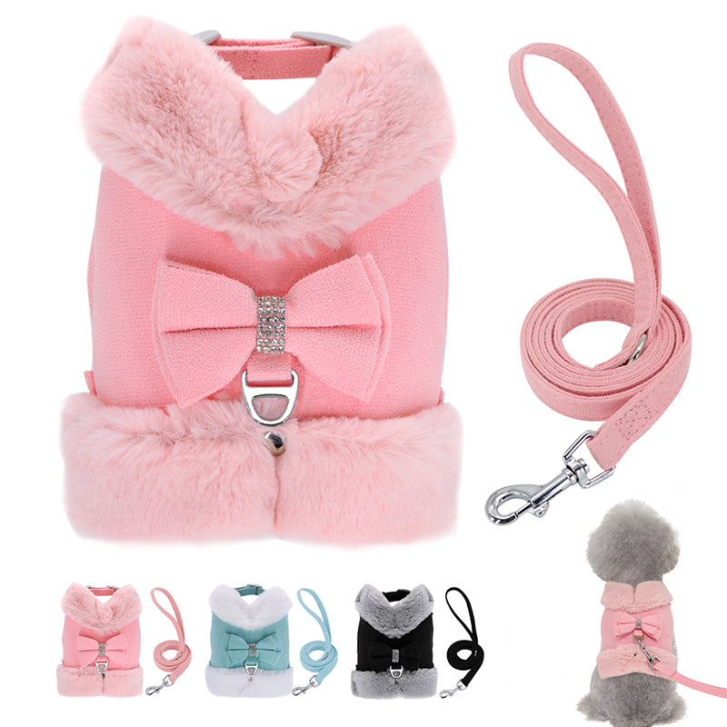 Dog Traction Walking Rope And Velvet Vest-style Chest Strap