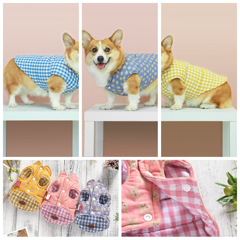 Dog Clothes Wear Warm Cotton Coat On Both Sides Of Vest