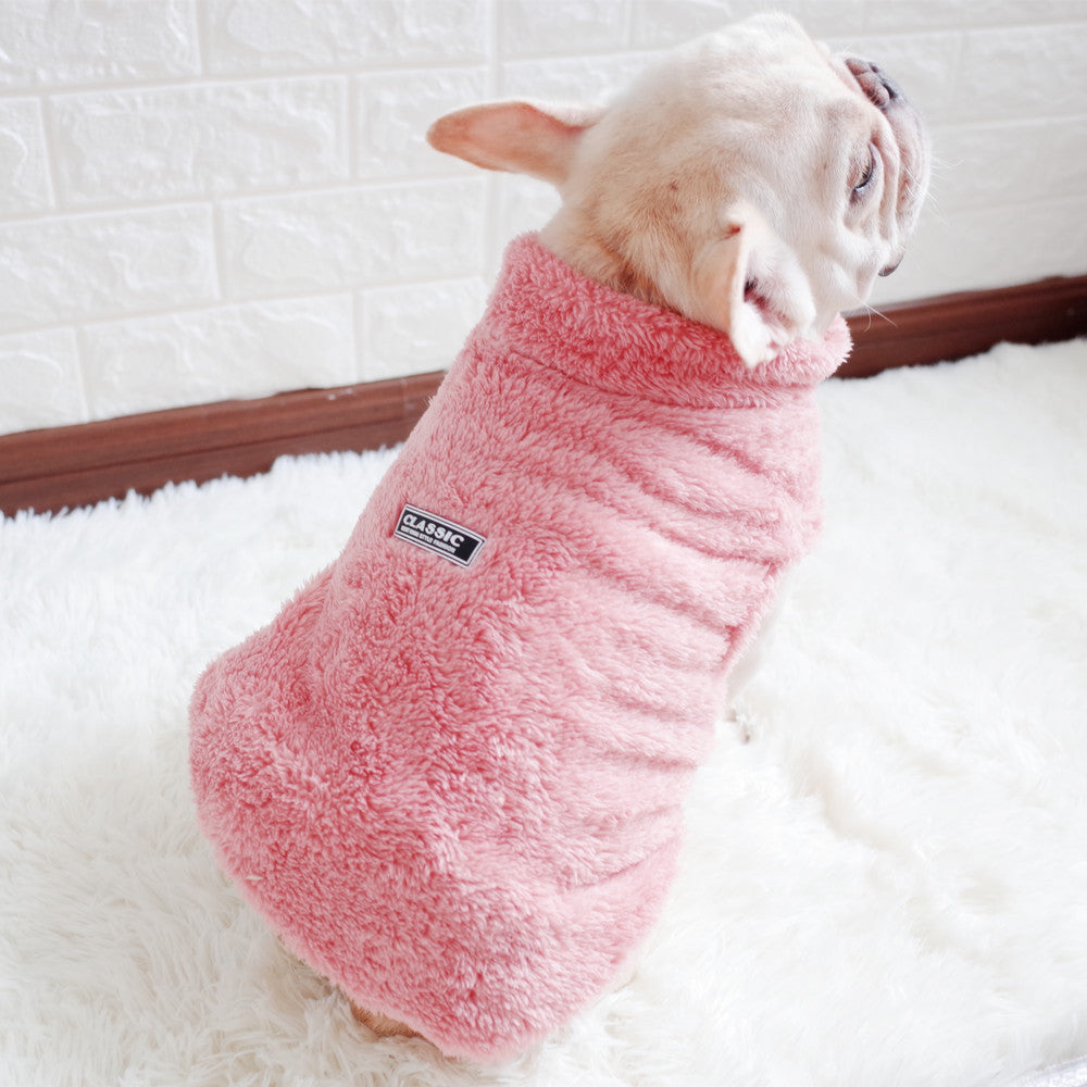 Pet Clothes Coral Fleece High Neck Zipper Fleece Vest