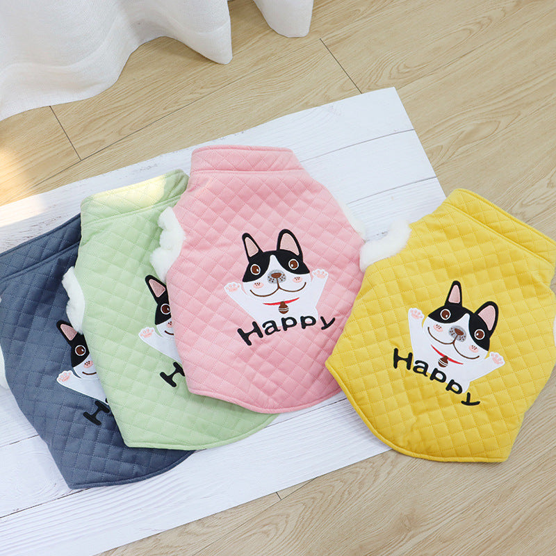 Dog Vest Plush Thickened Candy Color New Year\'s Clothing