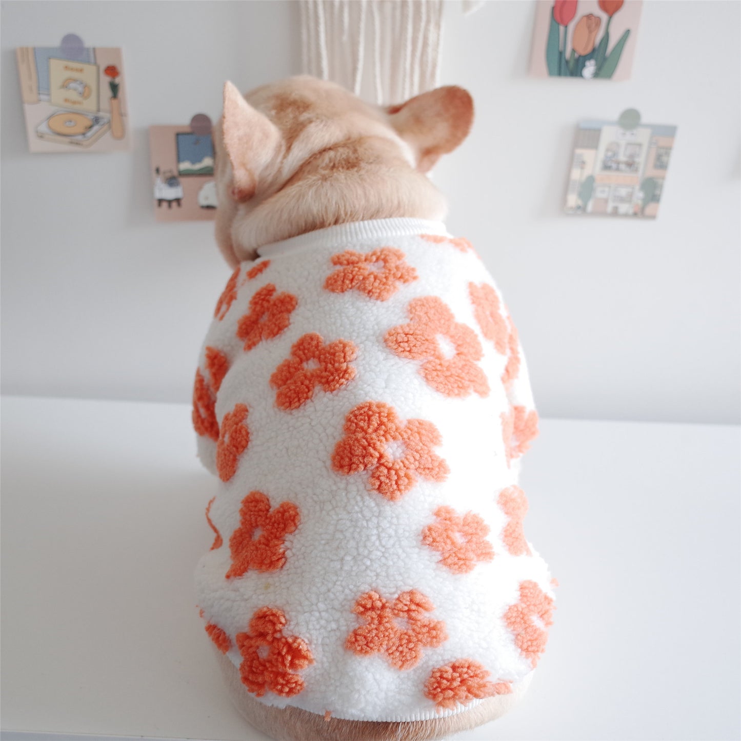 Dog Autumn And Winter Thickened Grain Flower Plush Coat