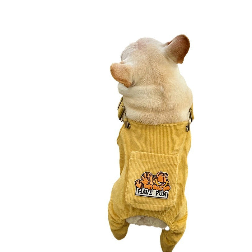 Corduroy Jumpsuit Adjustable Three-dimensional Pocket Cat Dog Clothes