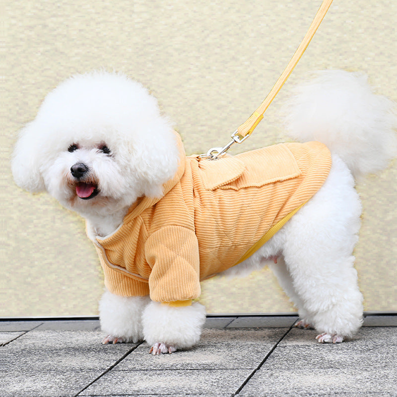 Towable Dog Clothes Thickened Warm Backpack Pet Cotton Coat