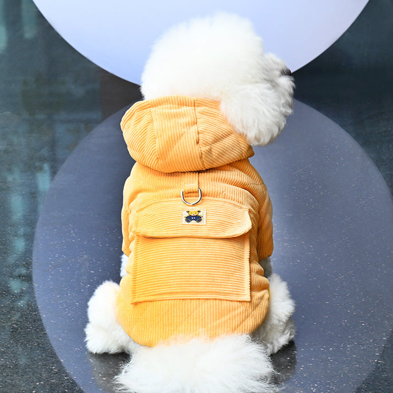 Towable Dog Clothes Thickened Warm Backpack Pet Cotton Coat