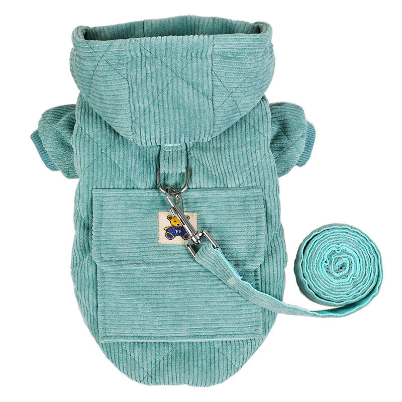 Towable Dog Clothes Thickened Warm Backpack Pet Cotton Coat