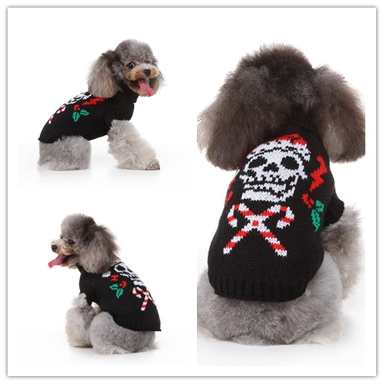 Winter Warm Dog Christmas Coat Skull Sweater