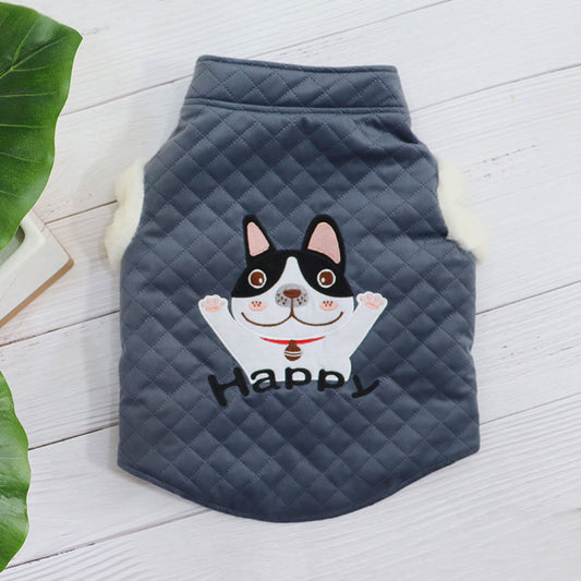 Dog Vest Plush Thickened Candy Color New Year\'s Clothing