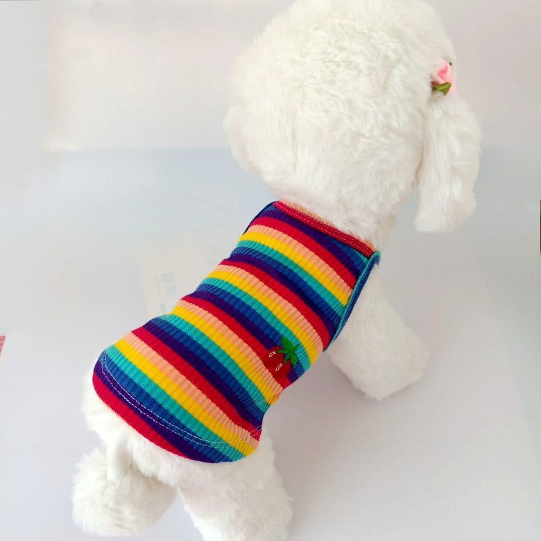 Color Striped Cherry Vest, Dog Clothes, Pet Small