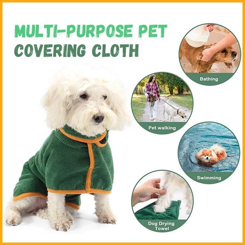 Dog Bathrobe Pet Drying Coat Microfiber Absorbent Beach Towel