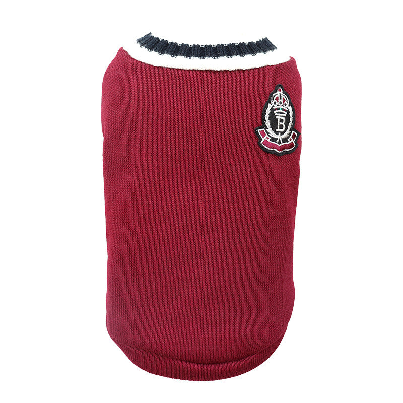 Knitted Dog Sweater V-collar Preppy Style Fashion Pet Clothes