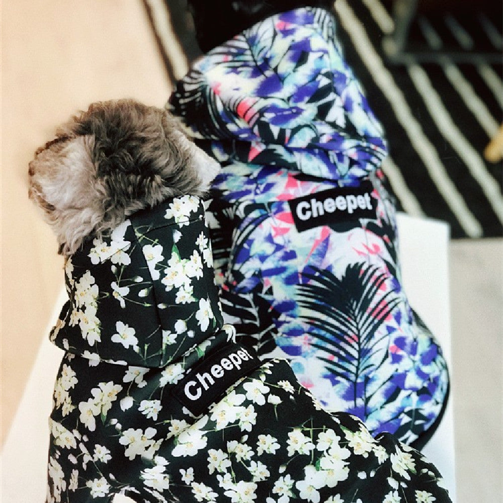 Space Cotton Pet Dog Hoodie Warm Printing Coat