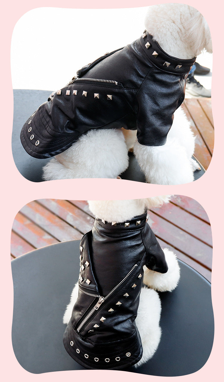 Pet Leather Coat Dog Fashion Brand Clothes Korean Style