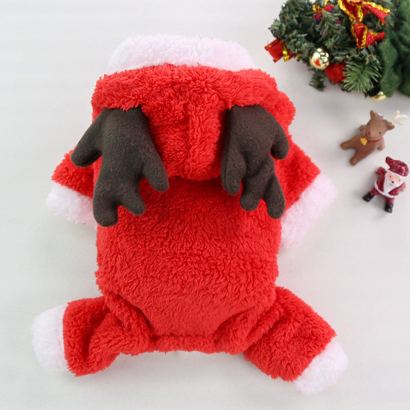 Autumn And Winter Christmas Four Legs Thick Fleece Warm Dog Coat