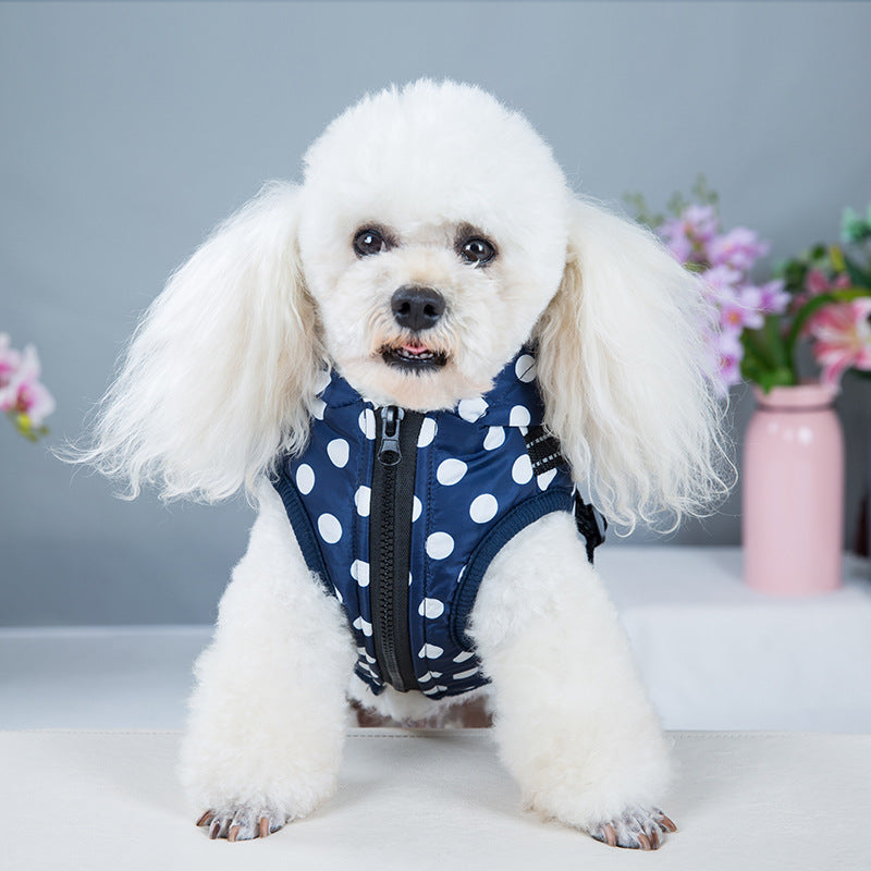 Polka-dot Dog Cotton-padded Jacket Plus Velvet Warm Coat Vest