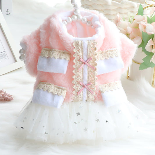 Dog Clothes Fall Winter Clothing Pettiskirt Cotton Coat