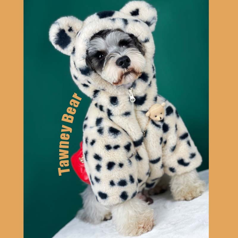 Dog Clothes Autumn And Winter Thickened Warm Spotted Plush Coat